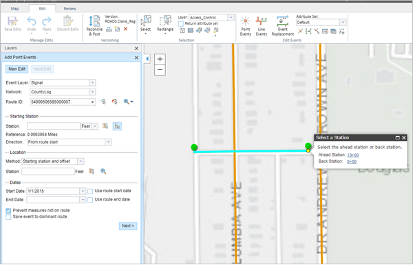 Adding point events using station offsets