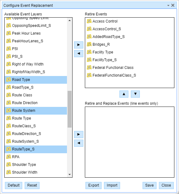 Choosing events for retirement and replacement Choosing events for retirement and replacement